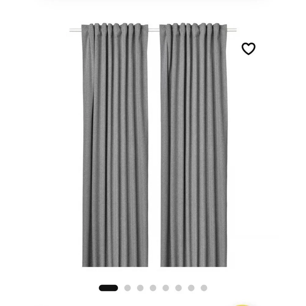 ROSENMANDEL Black-out Curtains 1 Pair Lt Gray With Heading Tape Lining 53”x98”